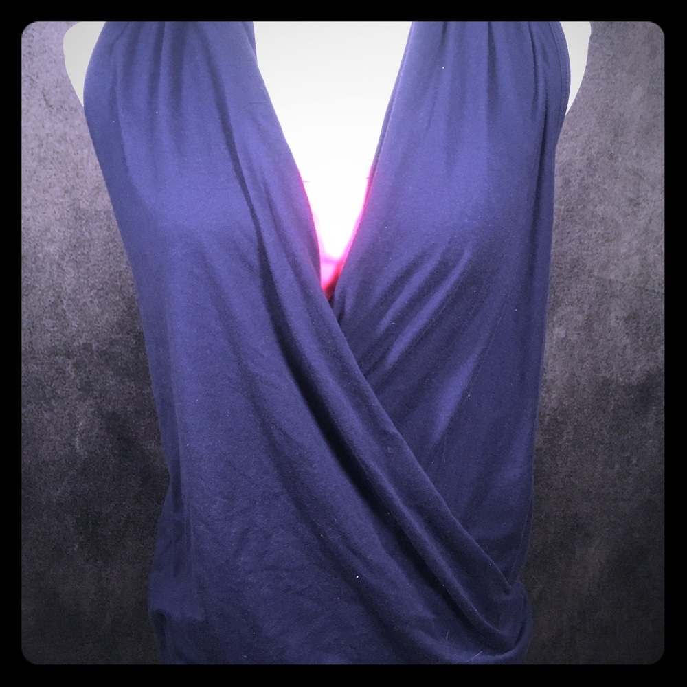 Fabletics Draped Racerback Top in Navy Blue